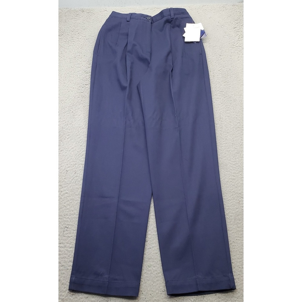 Liz Claiborne Liz Sport Pants Womens 6 Navy Carefree Pleated Wrinkle Free Career
